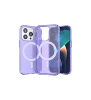 Apple iPhone 14 Pro Uyumlu Kılıf M-safe Şarj Özellikli Parlayan Simli Saydam Renkli Zore Allstar Kapak (Mor)
