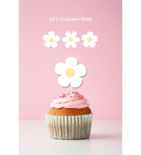 Papatya Temalı Doğum Günü Kürdanlı Cupcake Süsü 20'li