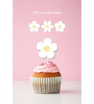 Papatya Temalı Doğum Günü Kürdanlı Cupcake Süsü 20'li