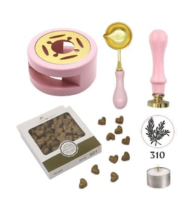 Davetiye Mum Mühürü Uygulama Seti Pembe Renk 310 Botanik Desen