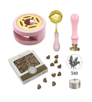 Davetiye Mum Mühürü Uygulama Seti Pembe Renk 310 Botanik Desen
