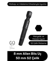 #Allen 8 mm Allen Bits Uç 7,5 cm S2 Çelik Profesyonel Alyan Tornavida Ucu Manyetik Altıgen Vida Sökm