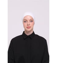 Beyaz Arkadan Bağlamalı Tesettür Bone Viskon Kumaş Dikişsiz Geçmeli Likralı İç Bone 3010_42