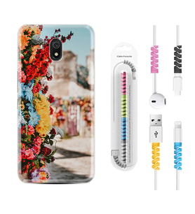 Xiaomi Redmi 8A 8 Pro 9C 9T 10C 11T Pro Kılıf Kablo Koruma Spiral Silikon Gerçek Çiçekler 1743