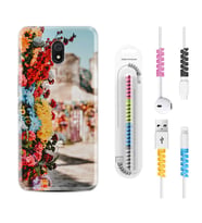 Xiaomi Redmi 8A 8 Pro 9C 9T 10C 11T Pro Kılıf Kablo Koruma Spiral Silikon Gerçek Çiçekler 1743