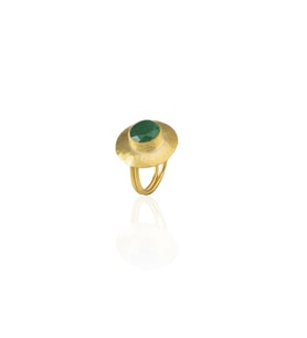 Kadir Jewellery 22 Ayar Altın Kaplama Zirkon Taşlı Kadın Vintage Yüzük (K.Yeşil)