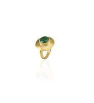 Kadir Jewellery 22 Ayar Altın Kaplama Zirkon Taşlı Kadın Vintage Yüzük (K.Yeşil)