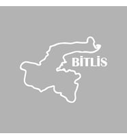 Bitlis Harita Araba Sticker siyah 17x13 CM (Beyaz)