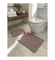 2'li Toz Pembe Banyo Paspas Takımı – Klozet Takımı (Kaymaz Tabanlı), 40x50 & 50x90 cm