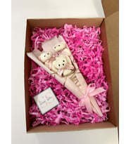 Teddy Bear Pembe Mini Külah Ayıcık Buketi Yıl Dönümü & Doğum Gününe Özel Premium Hediye