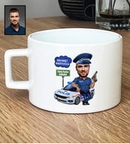 Kişiye Özel Kişiye Özel Karikatürlü Erkek Polis Lüks Fincan Polisler Günü Hediyesi