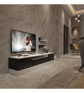 Decoraktiv Trendstyle 4S Slm Tv Ünitesi Tv Sehpası - Beyaz Siyah (Siyah - Beyaz)