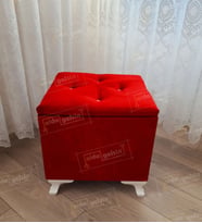 Lüks Sandıklı Tabure Puf 45 x 45 cm (Kırmızı)