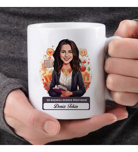En Başarılı Kadın Rehber Öğretmenine Hediye Karikatürlü Bardak