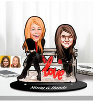 BK Gift Kişiye Özel Anne-Kız Karikatürlü Ahşap Biblo-3, Anneye Hediye, Anneler Günü Hediyeleri