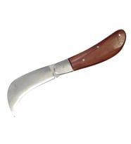 Bursa Çelik Eğri Bağ / Kablo / Aşı Çakısı, Ahşap Saplı - 22 Cm