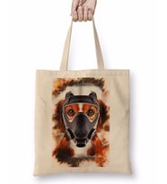 Maskeli Pug Köpek Bez Çanta Uzun Saplı