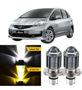 Honda Jazz 2009-2019 Uyumlu Mercekli Far Ampulü Led Xenon Sarı-Beyaz Far Şimşek Etkili Uzun Kısa