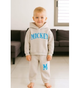 Cg Kids Mickey Süzüne Nakışlı Erkek Çocuk 3 iplik Şardonlu Alt Üst Takım Süper Kalite (Çok Renkli)