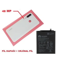 Tkgz Huawei Uyumlu P30 Lite Arka Pil Batarya Kapağı + PİL ( Kamera Lensli 48 MP) BEYAZ