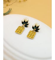 Sarı Zirkon Taşlı Ananas Küpe