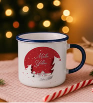 BK Gift Kişiye Özel İsimli Yılbaşı Tasarımlı Lacivert Emaye Kupa Bardak -4, Arkadaşa Hediye, Yeni Yıl Hediyesi