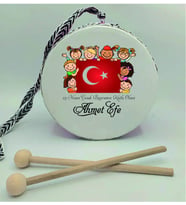 Kişiye Özel 23 Nisan Temalı Deri Oyuncak Çocuk Davulu YEŞİL  (1-5 YAŞ)