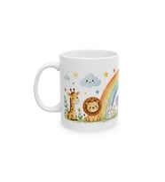 Sevimli Hayvanlar ve Gökkuşağı Desenli A Sınıf Porselen Kupa 330 ml KF07102606