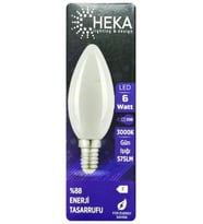 Heka 6W (51W) 3000K (Günışığı) E14 Duylu (İnce Duy) Soft Mum Ampul