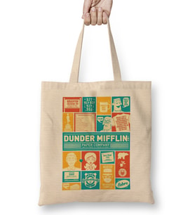 Dunder Mifflin Bez Çanta Uzun Saplı