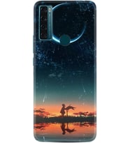 TCL 20 SE Kılıf Silikon Desen Ay ve Kız 1720