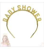 Baby Shower, Parlak Metal Görünümlü Plastik Taç - Altın