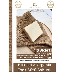 %100 Doğal Güzel Kokulu El Yüz Saç Vücut Cilt Orijinal Bitkisel Eşek Sütü Sabunu 120G - 3 Adet