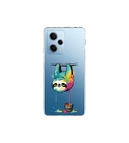 Redmi Note 12 Pro 5G ile Uyumlu Splash Tembel Hayvan Tasarımlı Şeffaf Silikon Kılıf