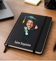 Kişiye Özel Mezuniyet Karikatürlü Defter – Fotoğraflı ve İsimli Mezuniyet Hediyesi