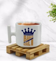 BK Gift Kişiye Özel Babaların En Kralı Tasarımlı T Kulplu Beyaz Middle Kupa Bardak-2