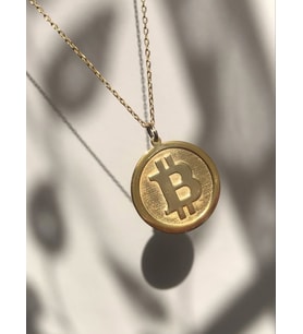 Altın Kaplama  Bitcoin Gümüş Kolye