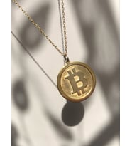 Altın Kaplama  Bitcoin Gümüş Kolye