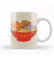 Ramen And Cats Kupa Bardak Porselen