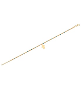 Diamond Line-Gülaylar 14 Ayar Sarı Altın Açık Mavi Taşlı Dorika Bileklik