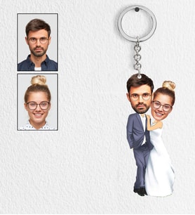 Kişiye Özel En Tatlı Gelin Damat Tasarımlı Karikatür Anahtarlık