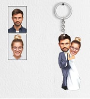 Kişiye Özel En Tatlı Gelin Damat Tasarımlı Karikatür Anahtarlık
