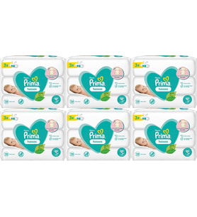 Prima Islak Havlu Mendil Hassas Ciltler İçin Bitki Bazlı Kokusuz (18 Li Set) (6PK*3) 936 Yaprak