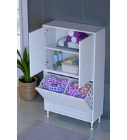 Eliusta Miretta Üst Bölme Kapaklı Altı Kirli Sepetli Dolap 80 cm Genişlik Beyaz 80x138x32,5 cm Dolap