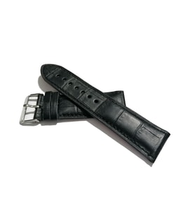 Fado&Her Saate Uygun Yarım Kroko Hakiki Deri Saat Kordonu 24 mm (152)  siyah