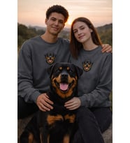 Rottweiler Köpek Desenli Sevgili Sweatshirt – Unisex Çift Kombini (Gri)