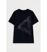 Erkek Rahat Kesim Bisiklet Yaka Baskılı Beyaz T-shirt (Lacivert)