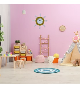 River World Duvar Saati Kamelalı Çocuk Odası İçin  Rengi Sarı
