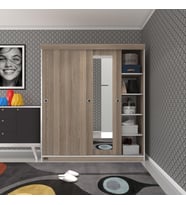Kenzlife gardırop sürgülü kapaklı kapılı 160 papatya crd aynalı gardolap dolap (Karışık)