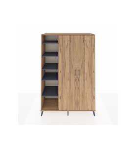 Hyperion Dolap 7 Raflı 2 Kapaklı Tek Askılı 132x44x195 Çam-Çam/Antrasit
